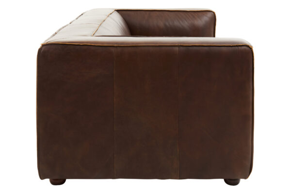 King Three Seater Antique Brown Leather Sofa