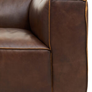 King Three Seater Antique Brown Leather Sofa