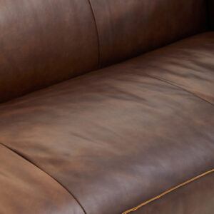 King Three Seater Antique Brown Leather Sofa