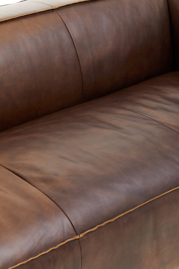 King Three Seater Antique Brown Leather Sofa