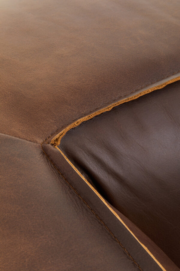 King Three Seater Antique Brown Leather Sofa