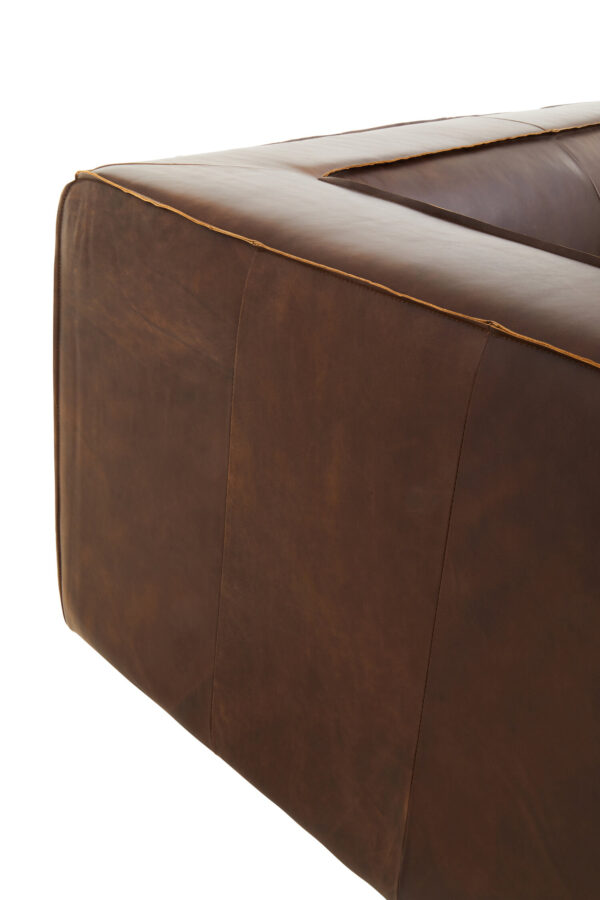 King Three Seater Antique Brown Leather Sofa
