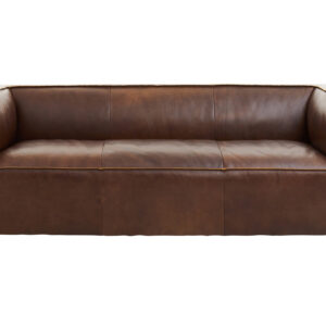 King Three Seater Antique Brown Leather Sofa