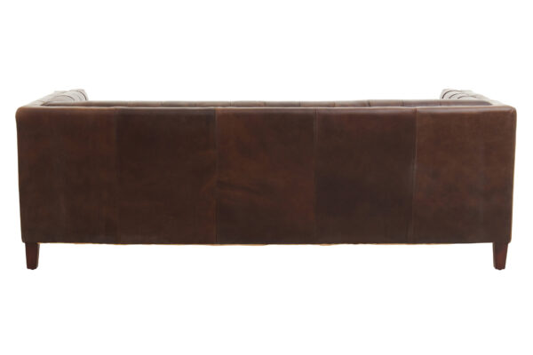 King Three Seater Dark Brown Leather Modern Chesterfield Sofa