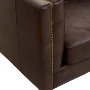 King Three Seater Dark Brown Leather Modern Chesterfield Sofa