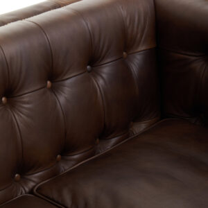 King Three Seater Dark Brown Leather Modern Chesterfield Sofa