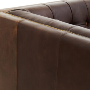 King Three Seater Dark Brown Leather Modern Chesterfield Sofa