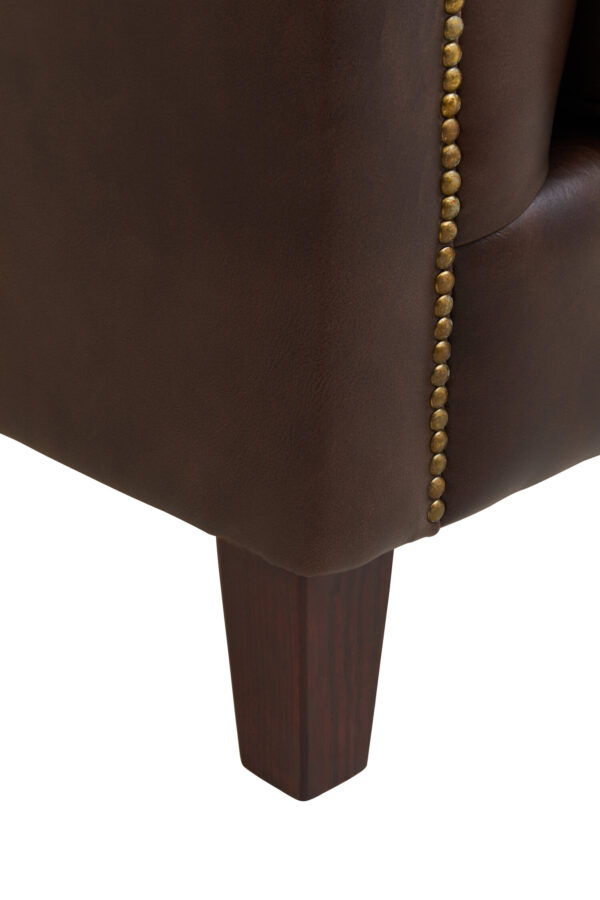 King Three Seater Dark Brown Leather Modern Chesterfield Sofa