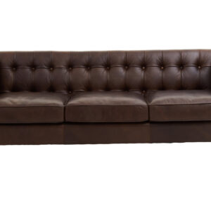 King Three Seater Dark Brown Leather Modern Chesterfield Sofa