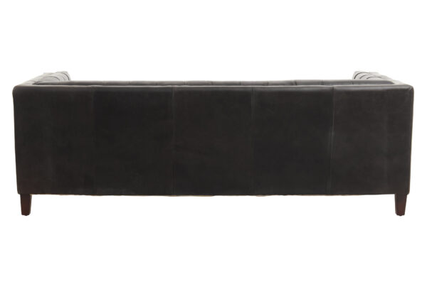 King Three Seater Modern Chesterfield Black Leather Sofa