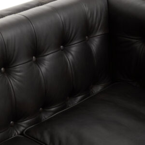 King Three Seater Modern Chesterfield Black Leather Sofa