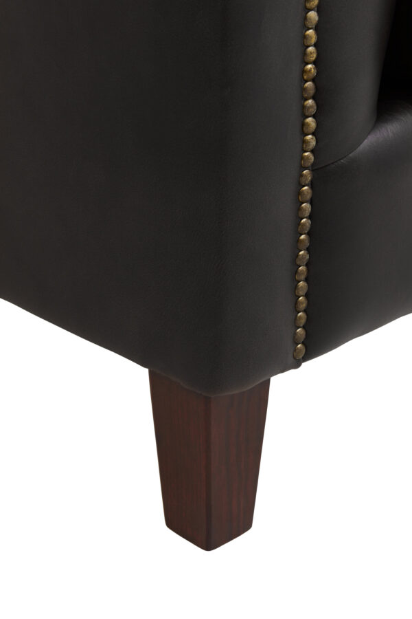 King Three Seater Modern Chesterfield Black Leather Sofa