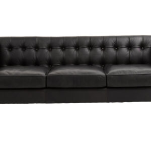 King Three Seater Modern Chesterfield Black Leather Sofa