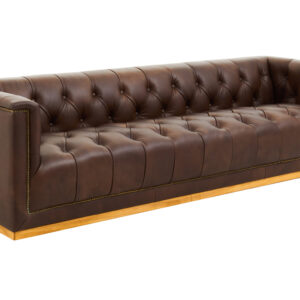 King Three Seater Modern Chesterfield Dark Brown Leather Sofa