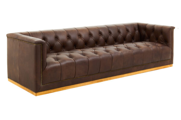King Three Seater Modern Chesterfield Dark Brown Leather Sofa