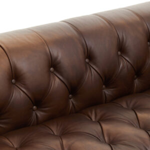 King Three Seater Modern Chesterfield Dark Brown Leather Sofa