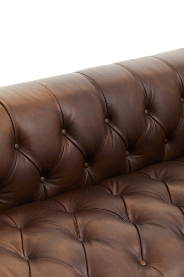 King Three Seater Modern Chesterfield Dark Brown Leather Sofa
