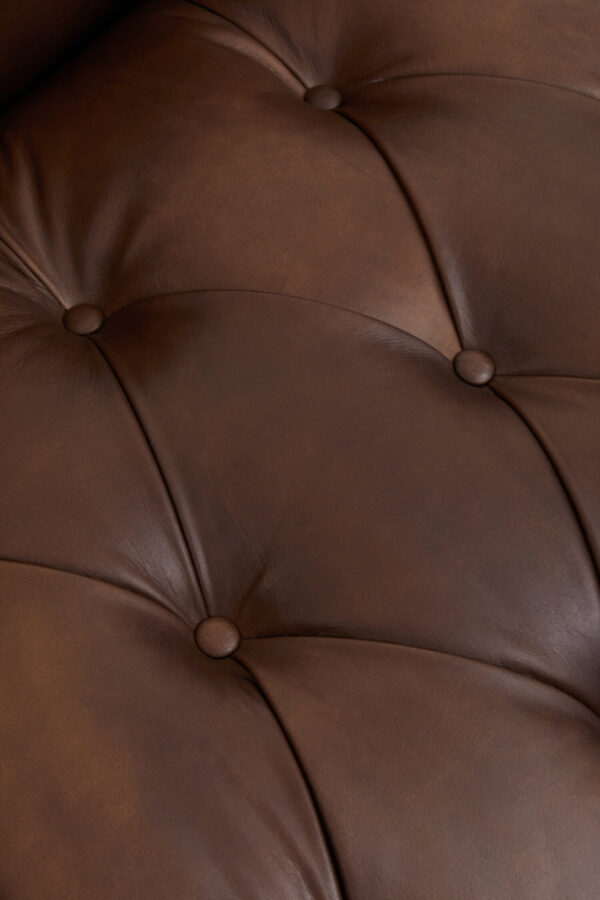 King Three Seater Modern Chesterfield Dark Brown Leather Sofa
