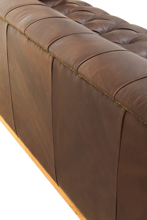 King Three Seater Modern Chesterfield Dark Brown Leather Sofa