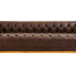 King Three Seater Modern Chesterfield Dark Brown Leather Sofa