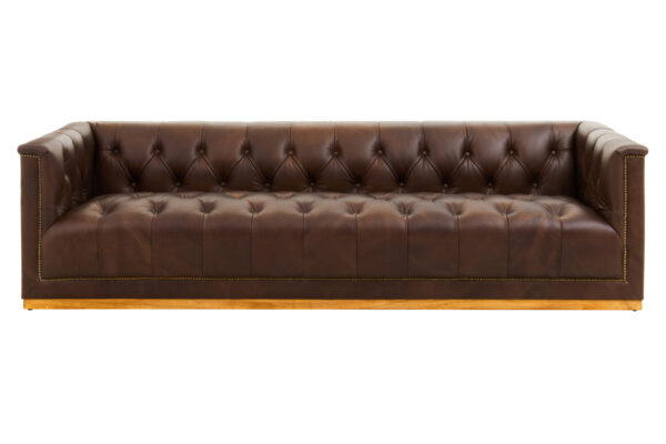 King Three Seater Modern Chesterfield Dark Brown Leather Sofa