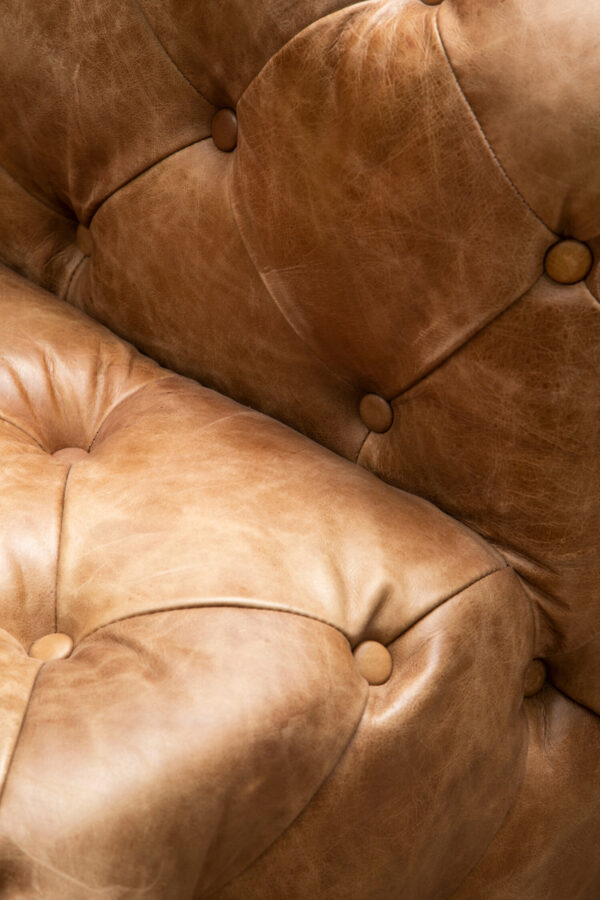 Hoxton Brown Leather Left Arm Modern Chesterfield Sofa