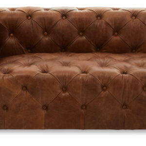Hoxton Brown Leather Left Arm Modern Chesterfield Sofa