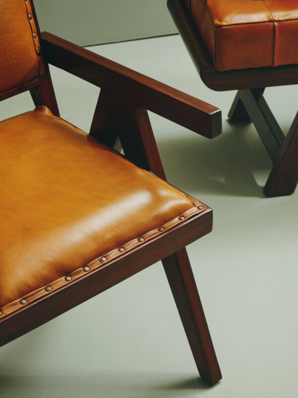 Inca Tan Leather and Teak Frame Dining Chair