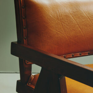 Inca Tan Leather and Teak Frame Dining Chair