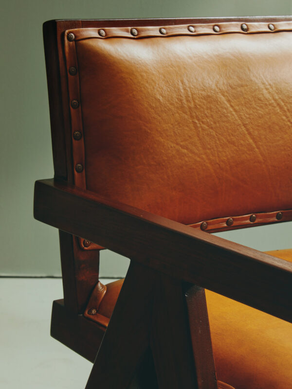 Inca Tan Leather and Teak Frame Dining Chair