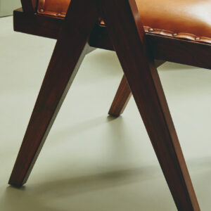 Inca Tan Leather and Teak Frame Dining Chair