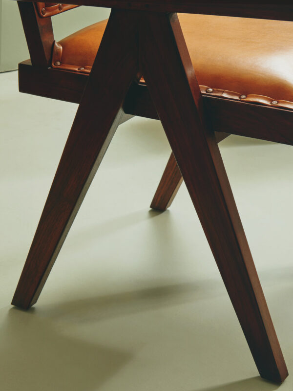 Inca Tan Leather and Teak Frame Dining Chair