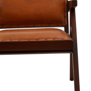 Inca Tan Leather and Teak Frame Dining Chair