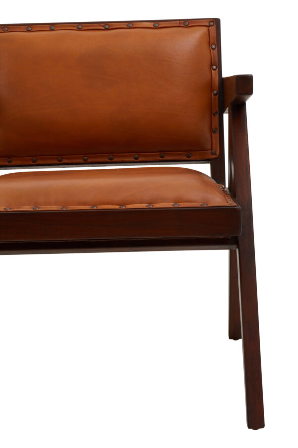 Inca Tan Leather and Teak Frame Dining Chair
