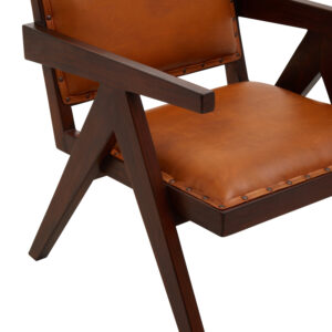 Inca Tan Leather and Teak Frame Dining Chair