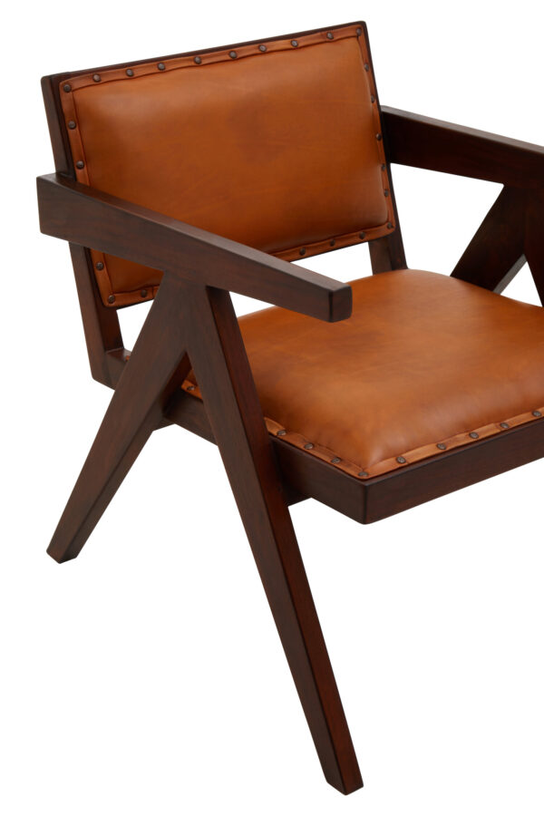 Inca Tan Leather and Teak Frame Dining Chair