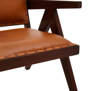 Inca Tan Leather and Teak Frame Dining Chair