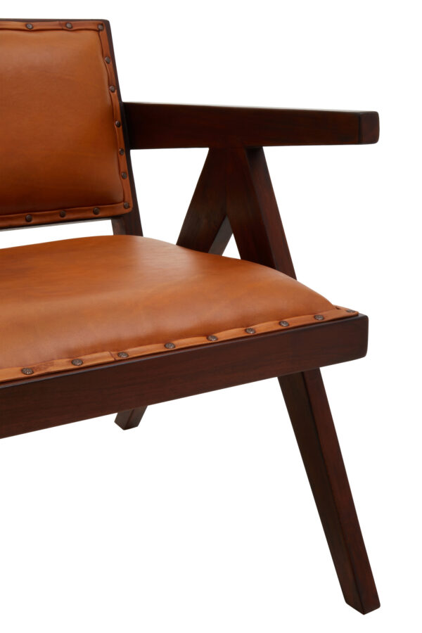 Inca Tan Leather and Teak Frame Dining Chair