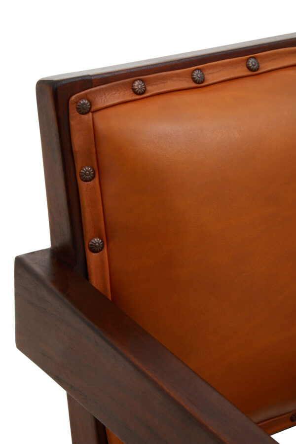 Inca Tan Leather and Teak Frame Dining Chair