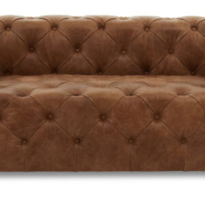 Hoxton Three Seat Brown Leather Modern Chesterfield Sofa