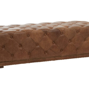 Hoxton Brown Leather Rectangle Chesterfield Ottoman
