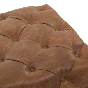 Hoxton Brown Leather Rectangle Chesterfield Ottoman