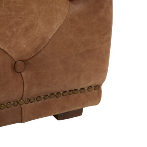 Hoxton Brown Leather Rectangle Chesterfield Ottoman