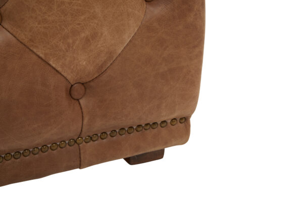 Hoxton Brown Leather Rectangle Chesterfield Ottoman
