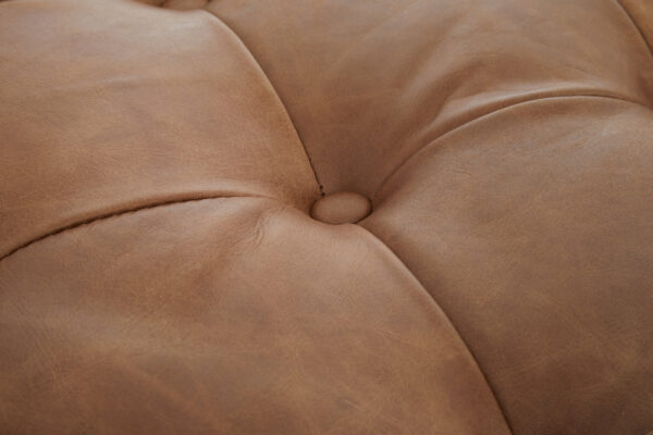 Hoxton Brown Leather Rectangle Chesterfield Ottoman