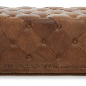 Hoxton Brown Leather Rectangle Chesterfield Ottoman