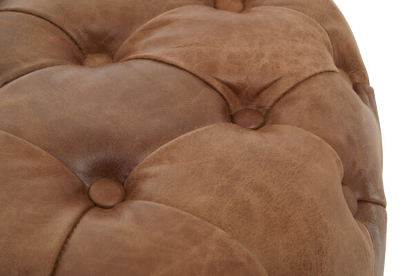 Hoxton Tufted Leather Round Ottoman