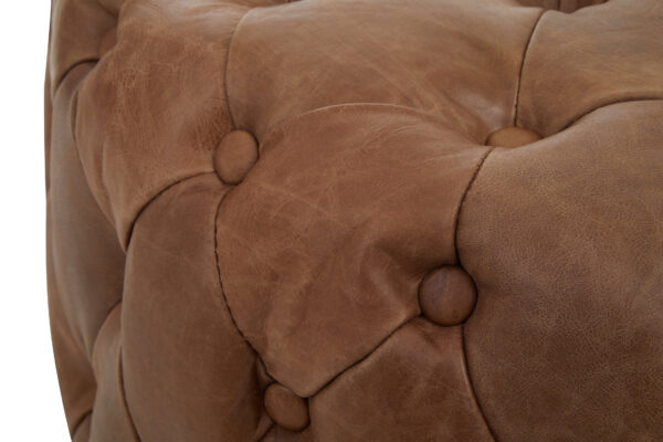Hoxton Tufted Leather Round Ottoman