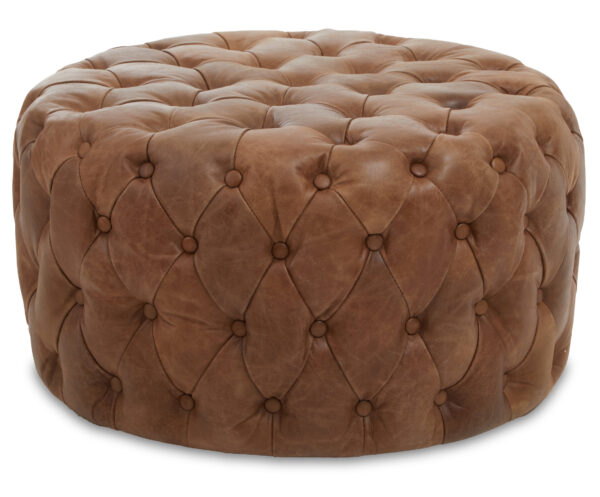 Hoxton Tufted Leather Round Ottoman