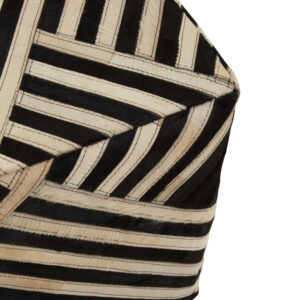Bosie Safira Black And White Stripe Leather Pouffe
